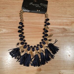 Elegant Gold and Blue Necklace by